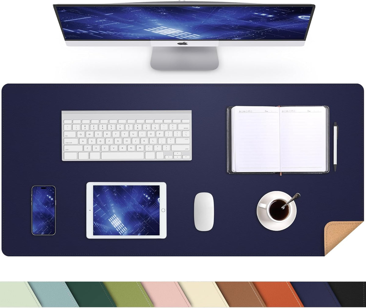 AFIING Large Desk Mat, 47" x 17", Black
