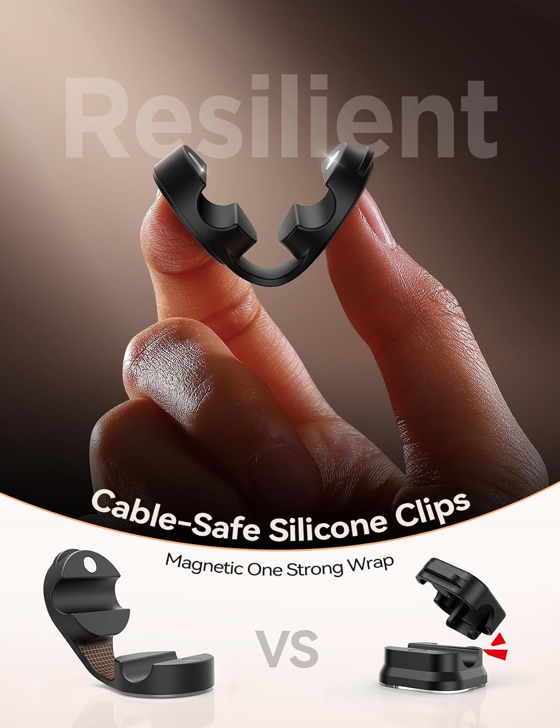 FLYLEAD 8-Pack Silicone Cord Organizer Magnetic Cable Clips, Adhesive