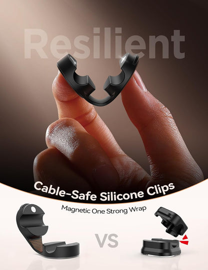 FLYLEAD 8-Pack Silicone Cord Organizer Magnetic Cable Clips, Adhesive
