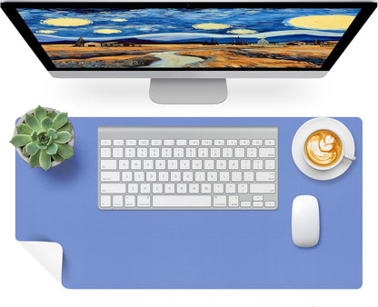Bloss Blue Leather Desk Mat Protector,Leather Mouse Pad,Laptop Protector Desks Mat,Office Desks Mats,Keyboard Desks Mats,Computer Mat,Dual-Side Waterproof Desk Writing Pad for Office/Home.23.6"x 13.8"