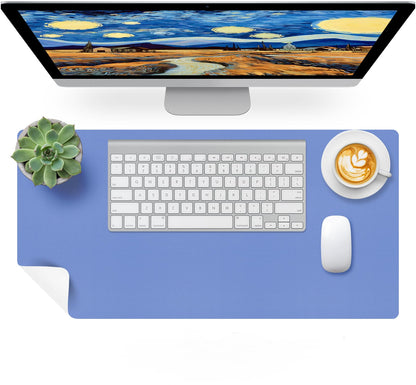 Bloss Blue Leather Desk Mat Protector,Leather Mouse Pad,Laptop Protector Desks Mat,Office Desks Mats,Keyboard Desks Mats,Computer Mat,Dual-Side Waterproof Desk Writing Pad for Office/Home.23.6"x 13.8"
