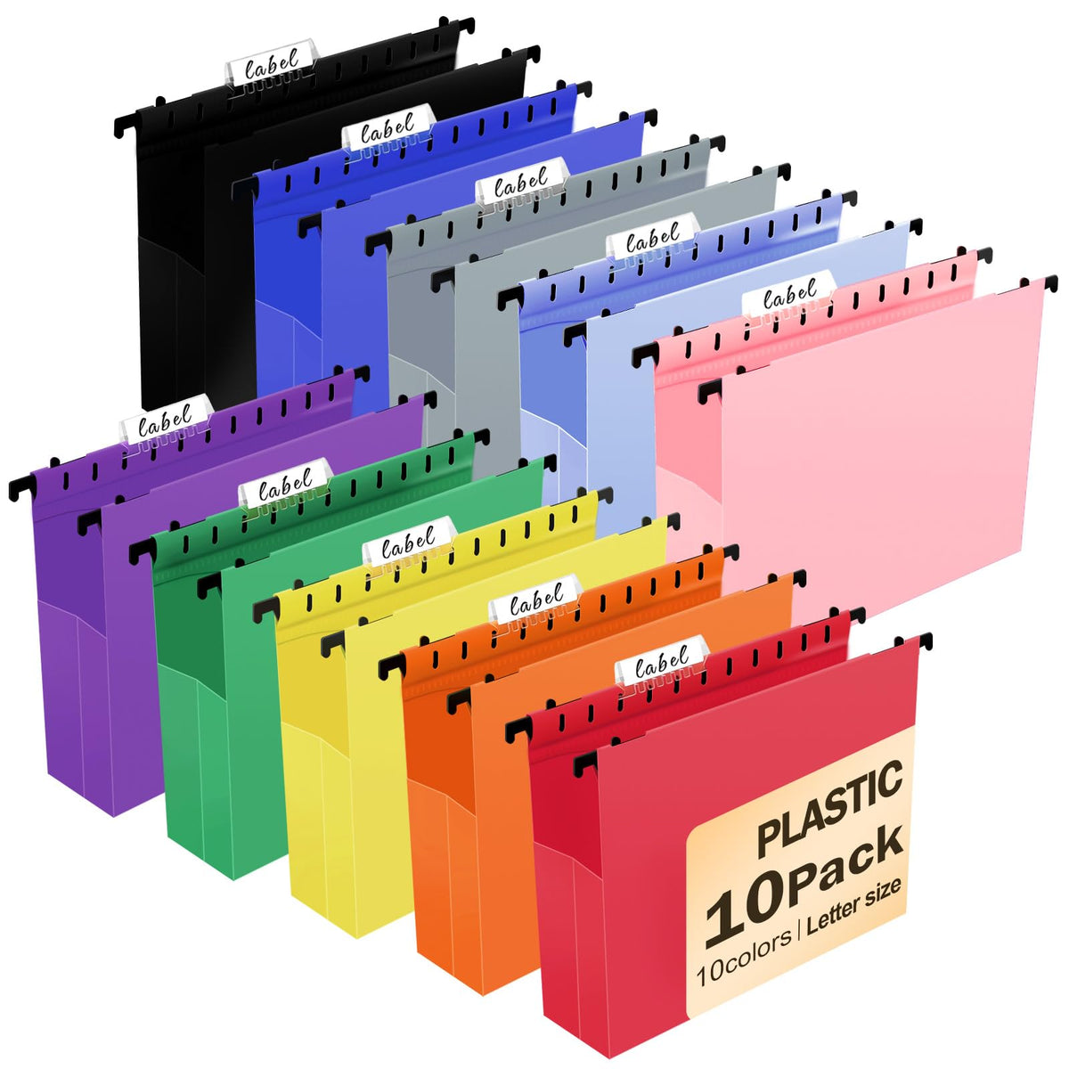 Navona 5 Pack Heavy Duty Plastic Hanging File Folders, Letter Size