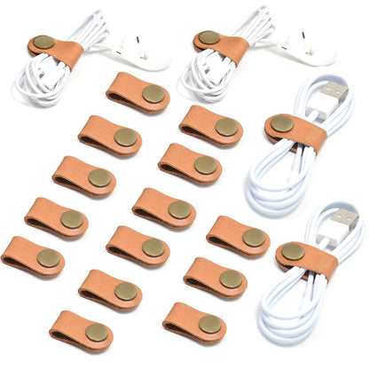CAILLU Leather Cord Organizer,Cable Ties for Earbuds,Cord Keeper for Travel