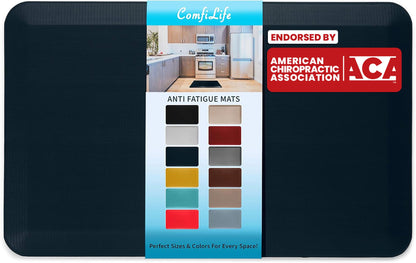 ComfiLife Anti Fatigue Floor Mat – 3/4 Inch Thick Kitchen Mats for Floor, Standing Desk Mat, Kitchen Rug – Comfort at Home, Office – Durable – Stain Resistant – Non-Slip Bottom (20" x 32", Black)