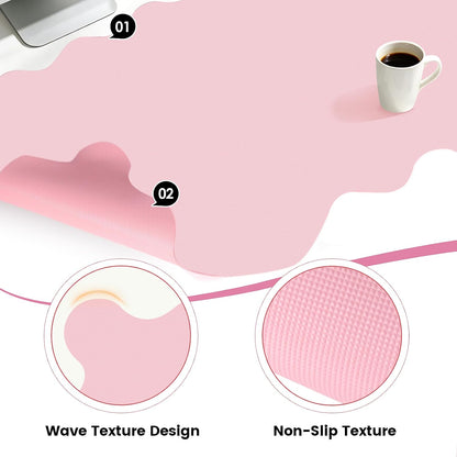 Scalloped Computer Desk Mat for Protection, 31.5 x 15.7 in, Pink