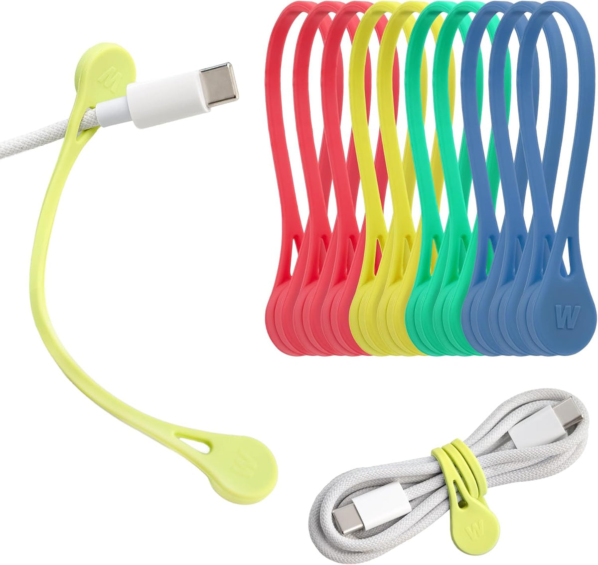 Wrap-It Storage MagnaTies 10pk Magnetic Silicone Ties for Cords