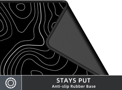 Rinaze Extra Large Gaming Mouse Pad with Black Topographic, XXL Mousepad, Big Mouse Mat Desk Pad, Non Slip Keyboard Pad for Gaming Computer Laptop PC Office Desk Accessories