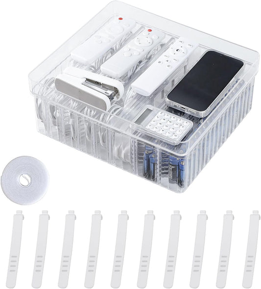 Large Cord Storage Box with Lid, Clear, Wire Ties Included
