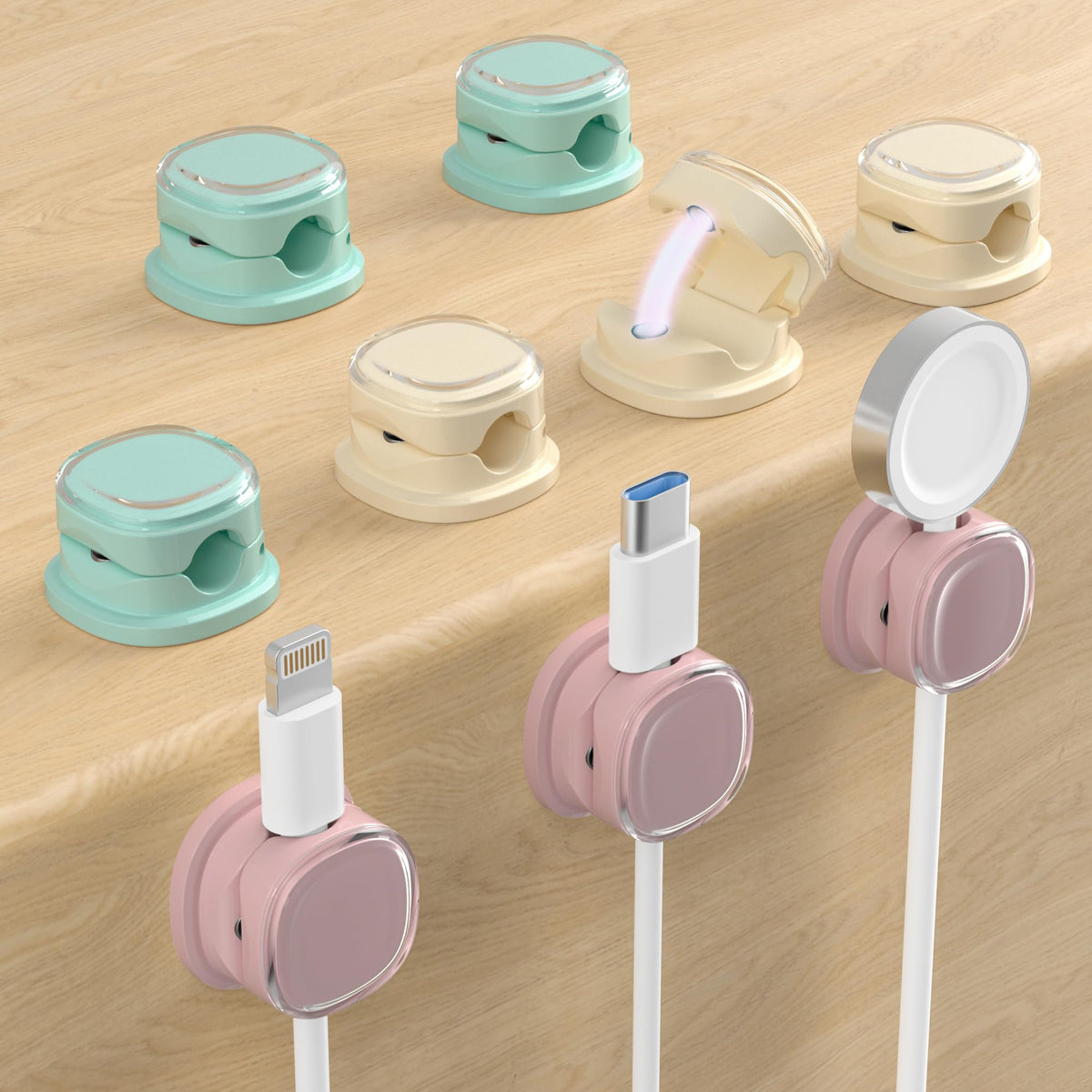 Magnetic Cable Clips, Cute Desk Charger Cord Holder