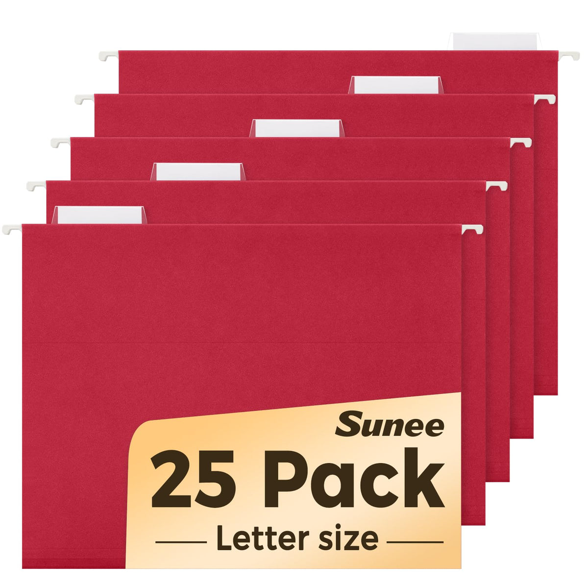 SUNEE 25 Count Hanging File Folders, Pastel Colors, Hanging File Folders Letter Size, Hanging Folders with 1/5-cut Tabs, Designed for Bulky Files, Filing Cabinets, Medical Charts