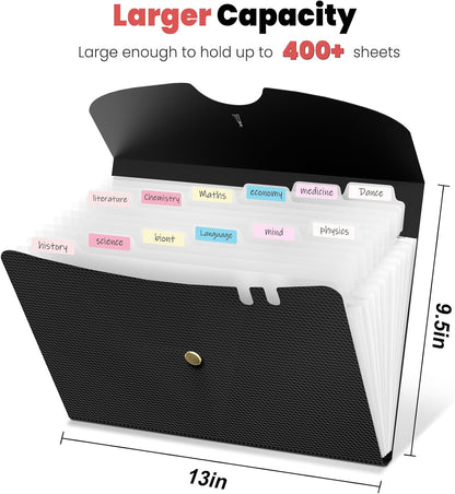 Sooez Expanding File Folders, 13 Pocket Accordion File Organizer, Letter/A4