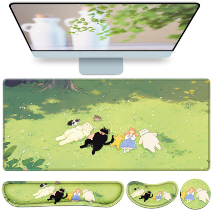 Desk Mat, Large Gaming Mouse Pad with Wrist Rest, 4in1 XXL Mousepad Floral