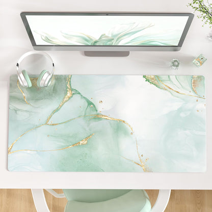 QIYI PU Leather Large Mouse Pad, Waterproof Desk Mat, 31.5" x 15.7", Peony