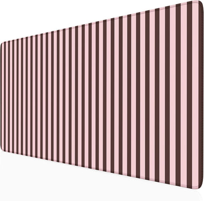 Beige Striped Desk Mat Cute Pastel XXL Large Gaming Mouse Pad Desk Pad Kawaii Aesthetic Home Office Decor Cozy Keyboard Laptop Computer Mat
