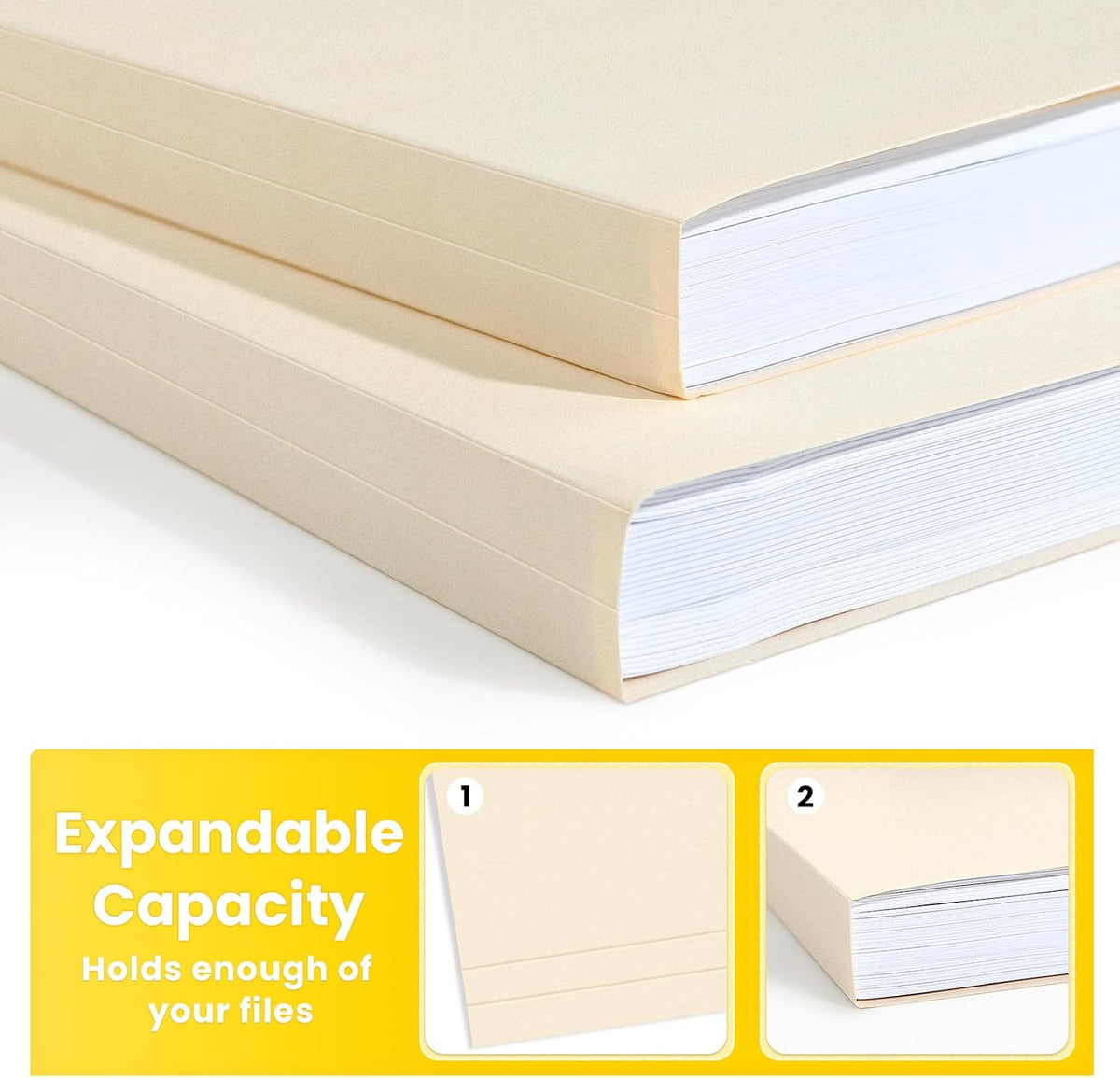 SUNEE File Folders, 18 Pack Manilla Folders 8.5 x 11, 1/3 Cut Tab for Easy Labeling and Organization, Durable Standard Paper for Home, Office, School Filing