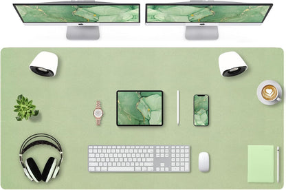 Leather Desk Pad, Mouse Pad, Non-Slip Desk Protector Mat, Leather Desk Blotter, Computer Desk Pad, Waterproof Desk Mat for Office Home Decor - Beige (31.5×15.7 Inches)