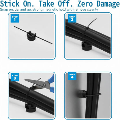 225-Pc Magnetic Cable Ties Set,Magnetic Zip Tie Mounts & Cable Ties