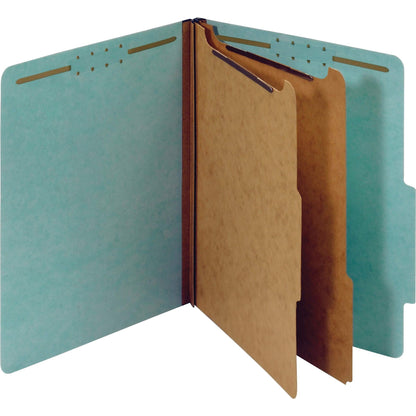 Pendaflex Recycled Classification File Folders, 2 Dividers, 2" Embedded Fasteners, 2/5 Tab Cut, Letter Size, Light Green, Box of 10 (24076R)