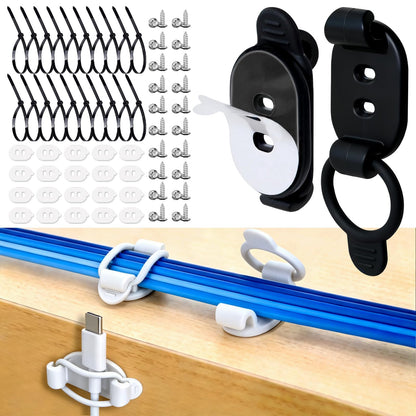 10 Pack Adhesive Cable Clips, Adjustable Cable Management Clips Black