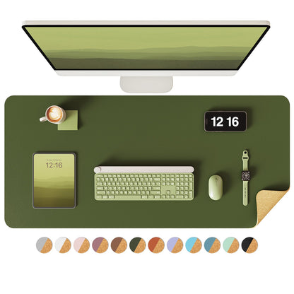 YSAGi Double-Sided Desk Pad, 31.5"x15.7"Leather Desk Mat, Eco Cork Desk Pad Protector,Large Mouse Pad,Waterproof Desk Blotter for Office/Home(Coffee)