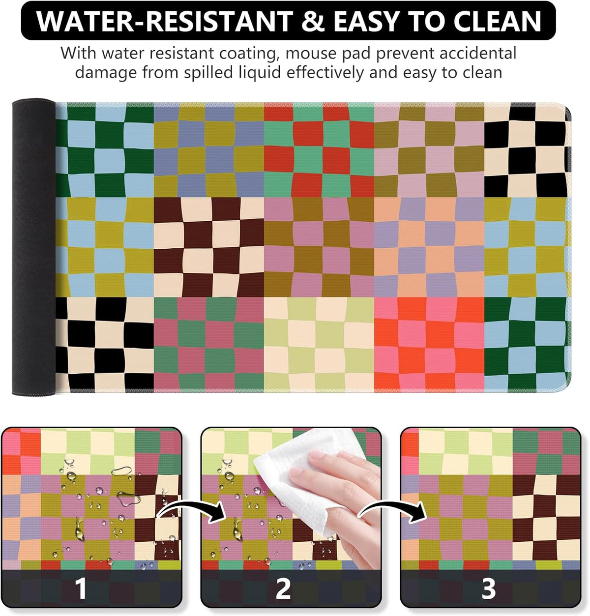 iCasso Desk Mat,Cute Desk Cover for Women,35.4x15.7in,Checkered