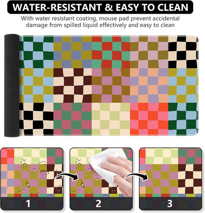 iCasso Desk Mat,Cute Desk Cover for Women,35.4x15.7in,Checkered