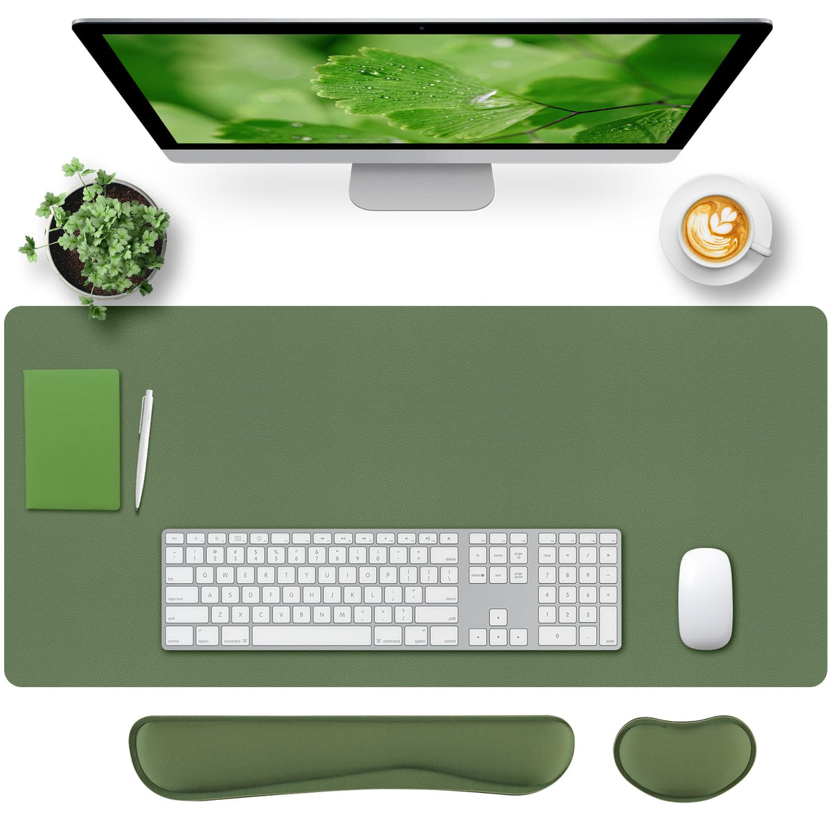 Leather Desk Pad, Mouse Pad, Non-Slip Desk Protector Mat, Leather Desk Blotter, Computer Desk Pad, Waterproof Desk Mat for Office Home Decor - Beige (31.5×15.7 Inches)