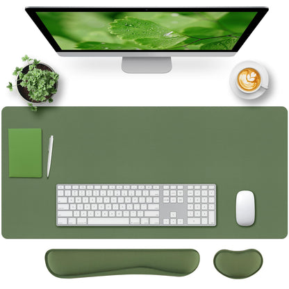 Leather Desk Pad, Mouse Pad, Non-Slip Desk Protector Mat, Leather Desk Blotter, Computer Desk Pad, Waterproof Desk Mat for Office Home Decor - Beige (31.5×15.7 Inches)