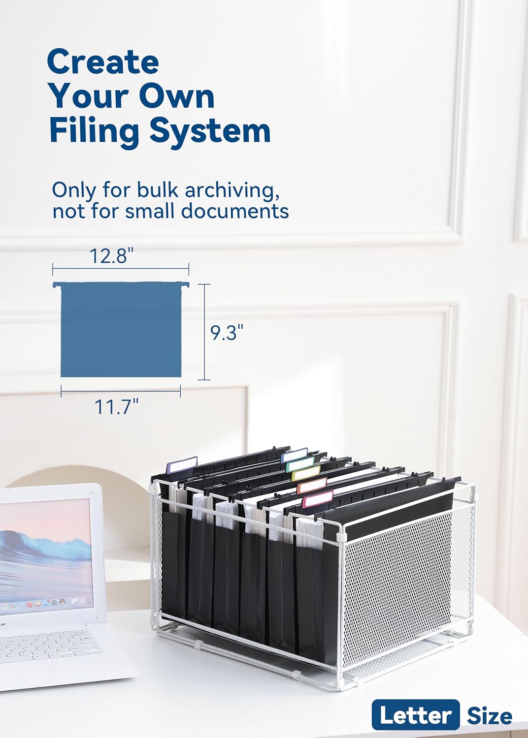 SortRax Plastic Hanging File Folders, 2" Expansion, Letter Size, Black