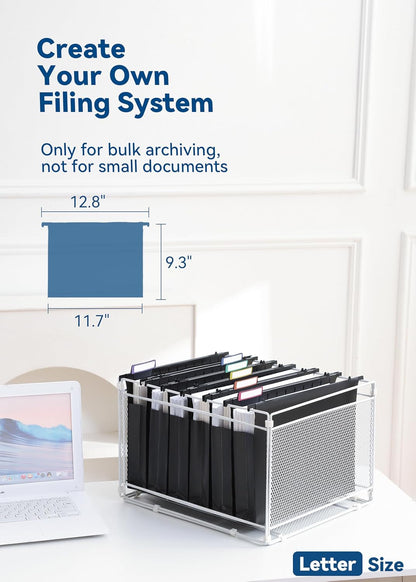 SortRax Plastic Hanging File Folders, 2" Expansion, Letter Size, Black
