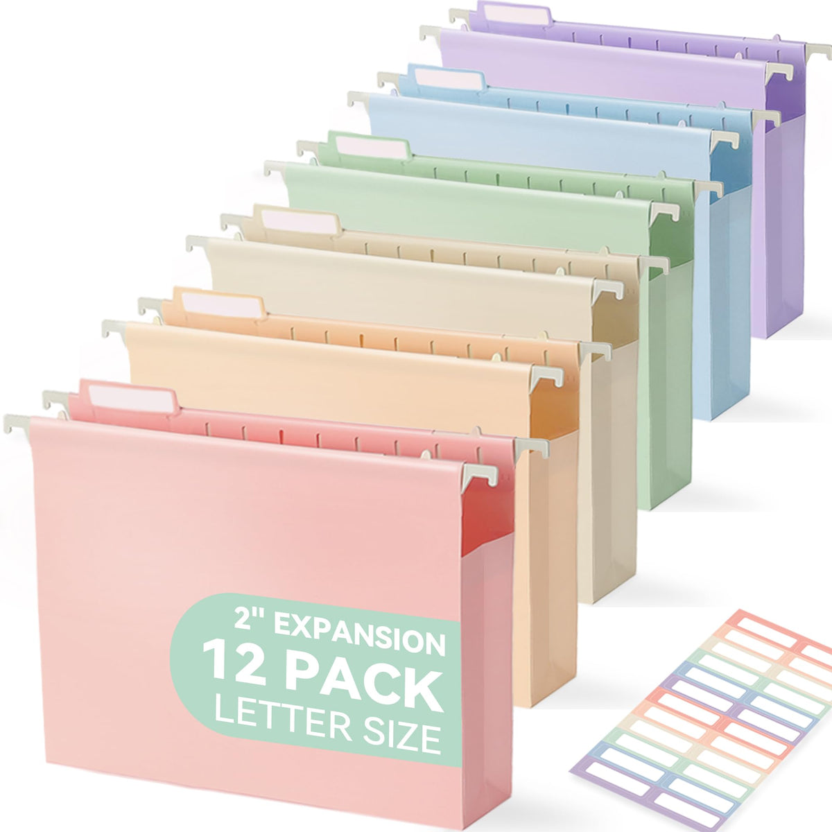 SortRax Plastic Hanging File Folders, 2" Expansion, Letter Size, Black