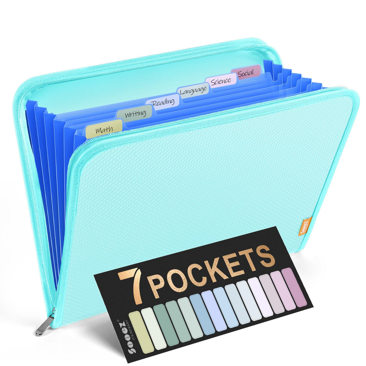 Sooez 13 Pocket Accordion File Organizer, Zipper Expanding File Folder A4