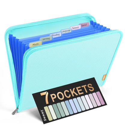 Sooez 13 Pocket Accordion File Organizer, Zipper Expanding File Folder A4