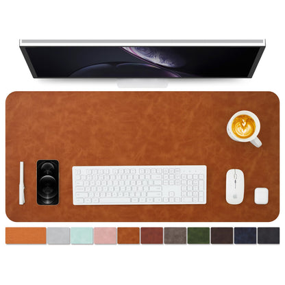 Distressed Leather Desk Mat - Non-Slip PU Desk Pad for Office and Home - Desk Organization and Accessories - Ideal for Large Mouse Pad and Desk Mats on Top of Desks(Tan,31.5"x 15.7")