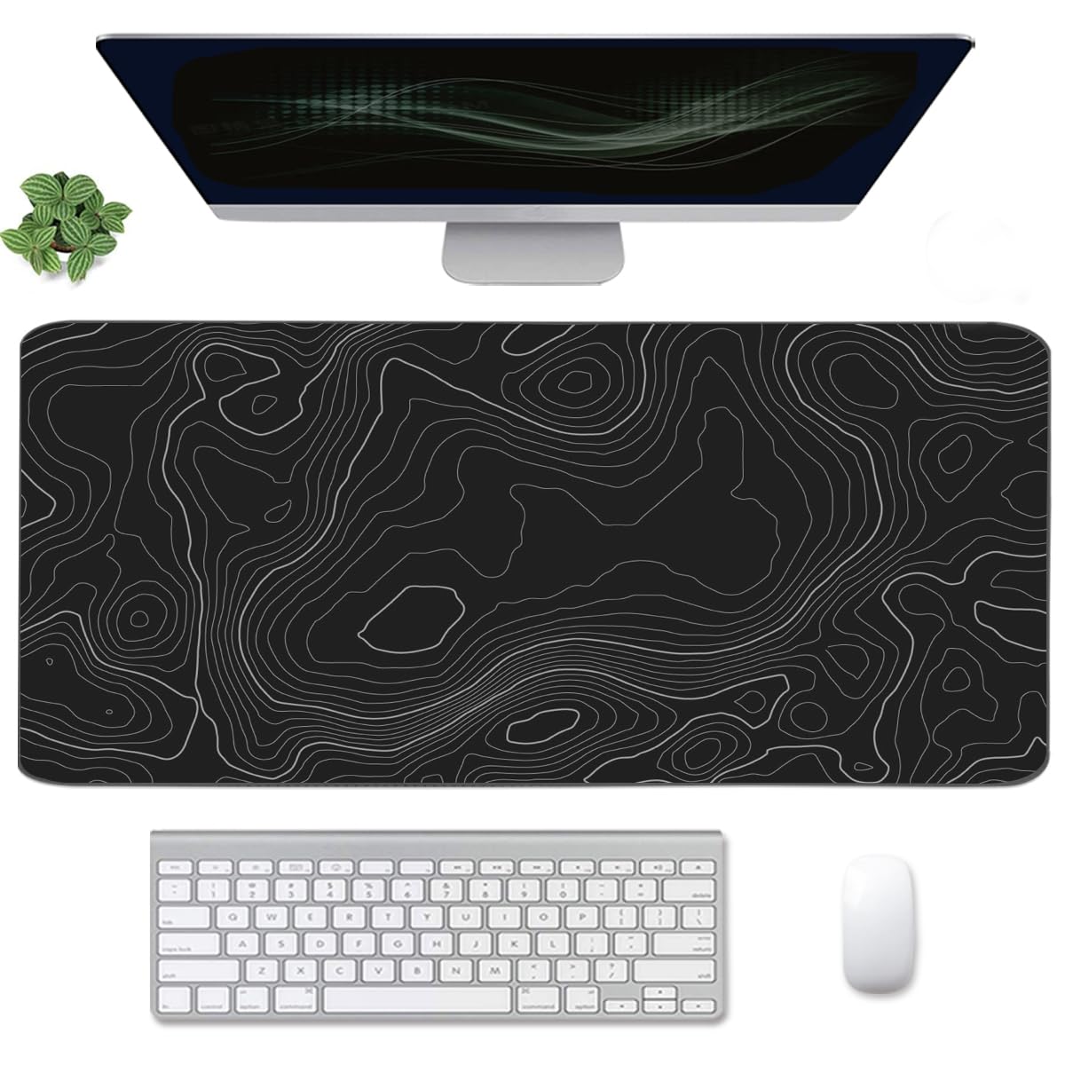 4-in-1 Large Gaming Mouse Pad, Keyboard Wrist Rest Pad & Wrist Support Mousepad Set, Extended Desk Pad Waterproof Desk Mat for Home Office Study Game-Pink Gold Marble