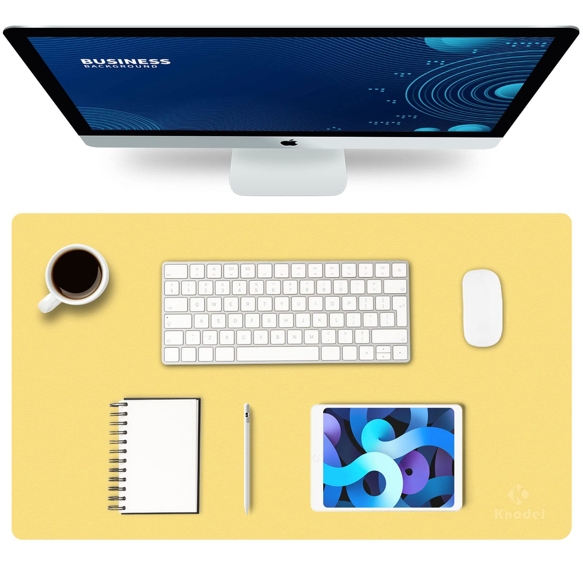 K KNODEL Large Office Desk Mat, Leather Mouse Pad (31.5"x15.7", Black)