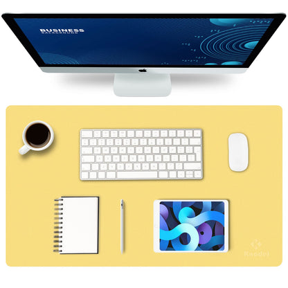 K KNODEL Large Office Desk Mat, Leather Mouse Pad (31.5"x15.7", Black)