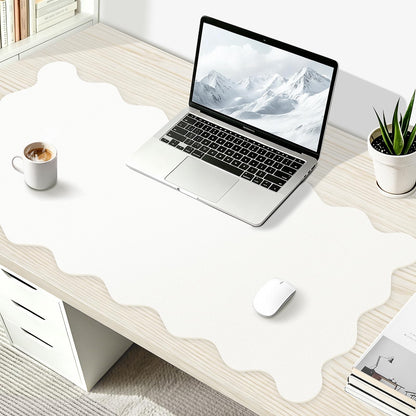 Scalloped Computer Desk Mat for Protection, 31.5 x 15.7 in, Pink