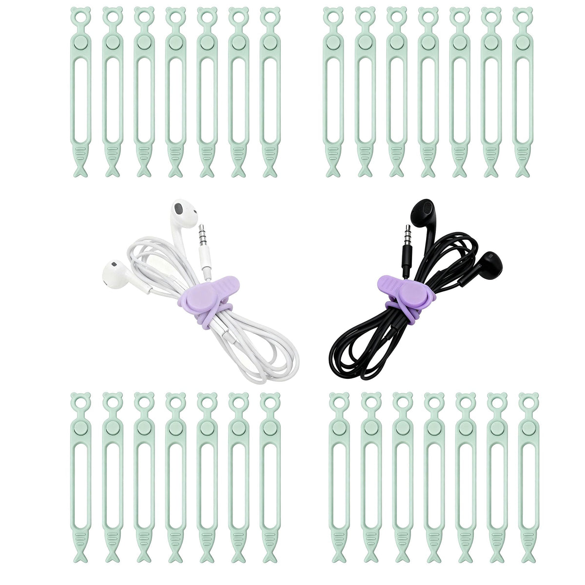 28 Pcs Silicone Cable Ties Reusable, Cable Cord Organizer Straps