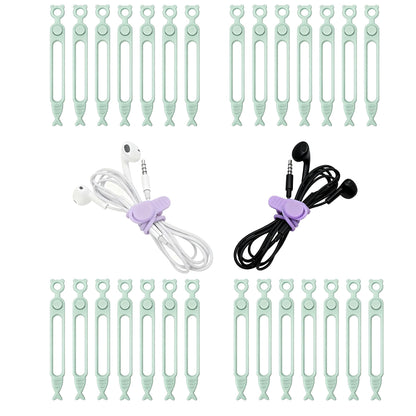 28 Pcs Silicone Cable Ties Reusable, Cable Cord Organizer Straps