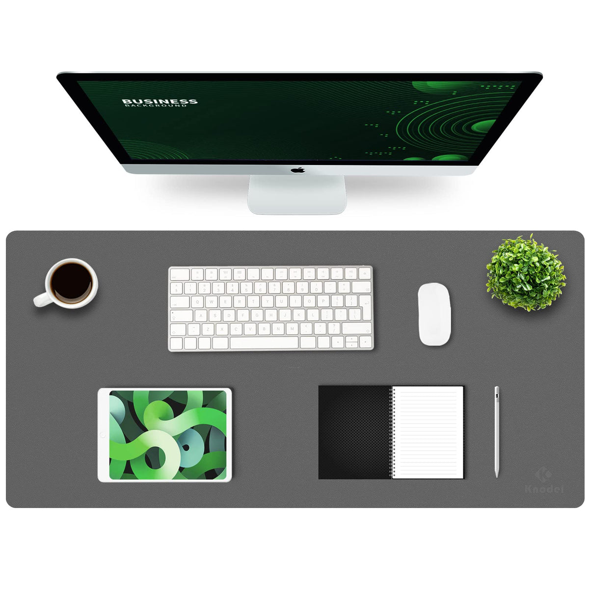 K KNODEL Large Office Desk Mat, Leather Mouse Pad (31.5"x15.7", Black)