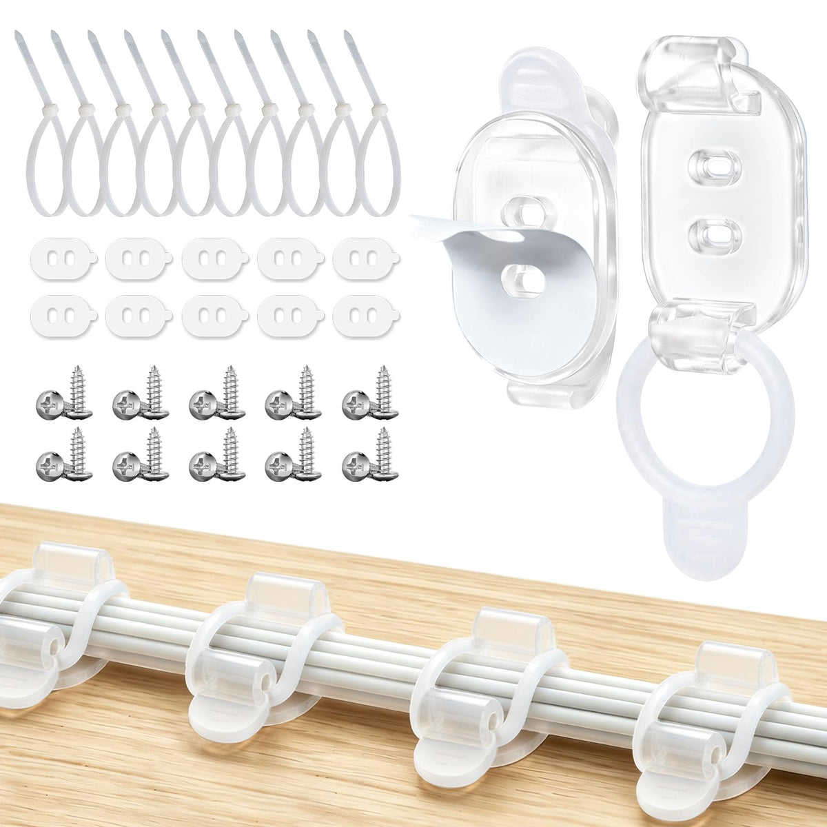 10 Pack Adhesive Cable Clips, Adjustable Cable Management Clips Black