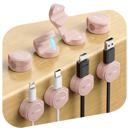 FLYLEAD 8-Pack Silicone Cord Organizer Magnetic Cable Clips, Adhesive