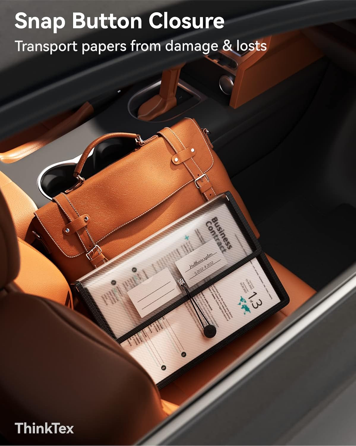 ThinkTex Plastic Expanding File Folders, Transparent Envelopes with Elastic