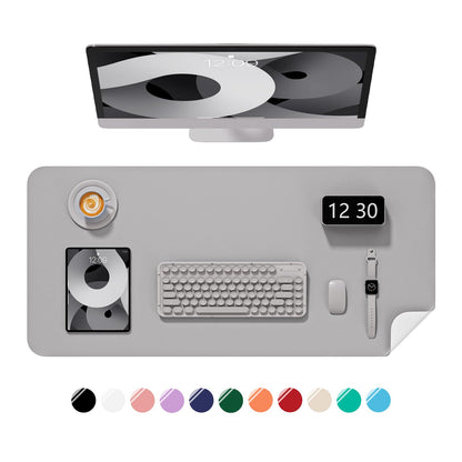 Desk Pad, 30" x 14" PU Leather Non-Slip Desk Mat Large Mouse Pad for Desktop, Waterproof Laptop Computer Writing Mat for Office, Home, Work, Gaming, Ivory White