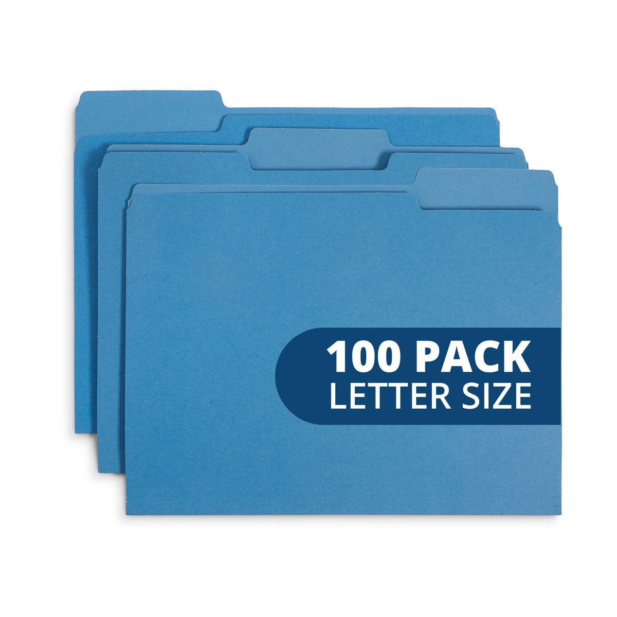 Blue Summit Supplies 100 File Folders, Letter Size, 1/3 Cut Tab, Red