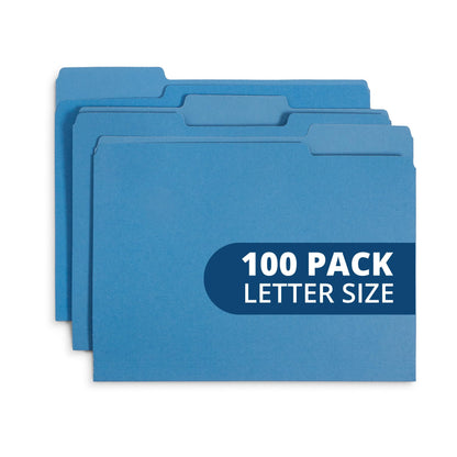 Blue Summit Supplies 100 File Folders, Letter Size, 1/3 Cut Tab, Red