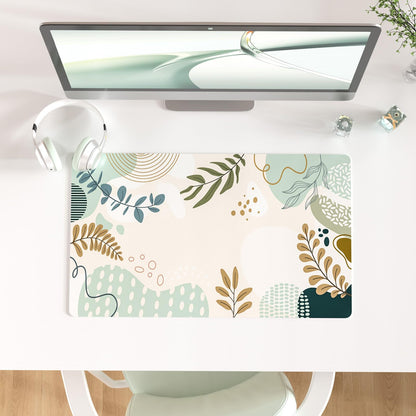 Faux Leather Large Mouse Pad, Office Desk Mat, 31.5"x15.7", Pink Floral