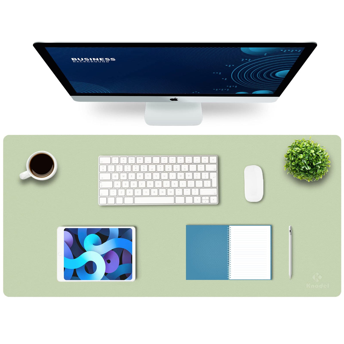 K KNODEL Large Office Desk Mat, Leather Mouse Pad (31.5"x15.7", Black)