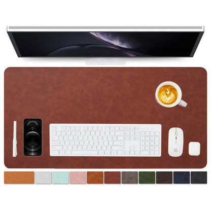Distressed Leather Desk Mat - Non-Slip PU Desk Pad for Office and Home - Desk Organization and Accessories - Ideal for Large Mouse Pad and Desk Mats on Top of Desks(Tan,31.5"x 15.7")